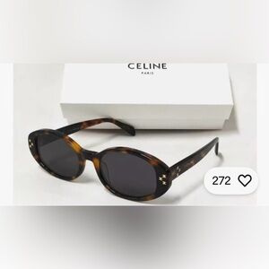 Celine Sunglasses CL40212U Triomphe Brown Havana Oval Frame Sunglasses